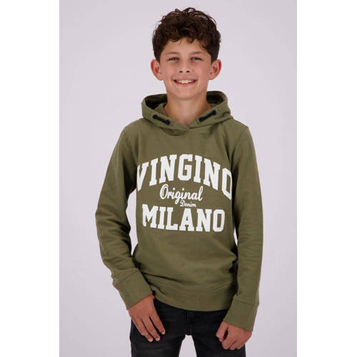 Vingino hoodie met logo army groen Sweater Jongens Sweat (duurzaam) Capuchon 