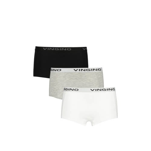 Vingino shorts- set van 3 grijs melange/zwart/wit Slip Meisjes Stretchkatoen