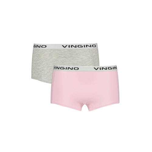Vingino shorts - set van 2 lichtroze/grijs melange Slip Meisjes Stretchkatoen