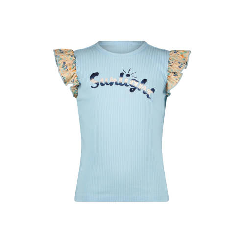 NONO T-shirt Kamsi met printopdruk lichtblauw Meisjes Stretchkatoen Ronde hals