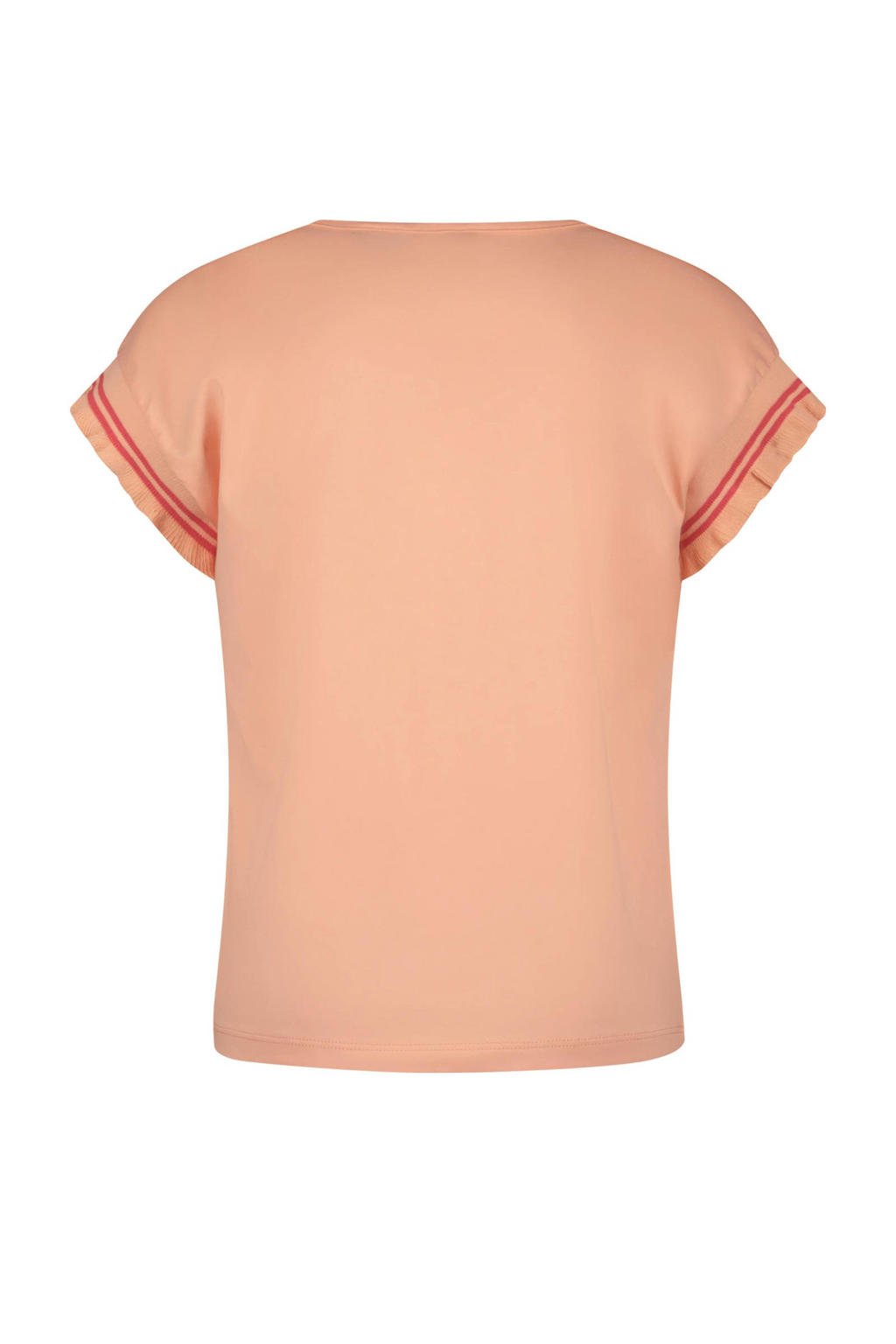 Oranje meisjes NONO T-shirt Kanai van stretchkatoen met printopdruk, korte mouwen en ronde hals