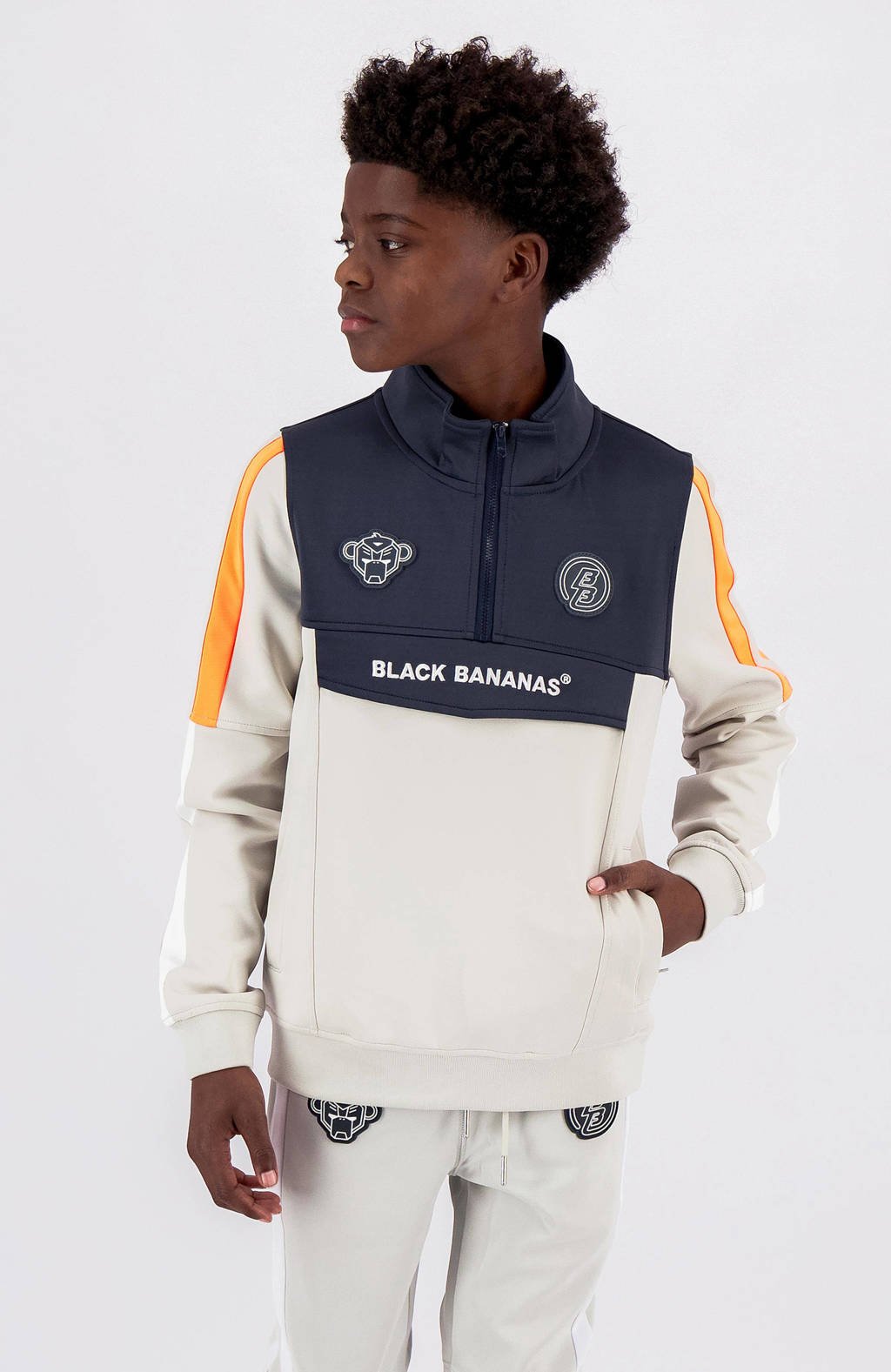 Tracksuit Black Bananas Trui Wit Anorak Stripe Black Bananas
