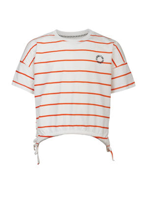 gestreept T-shirt ecru/oranje
