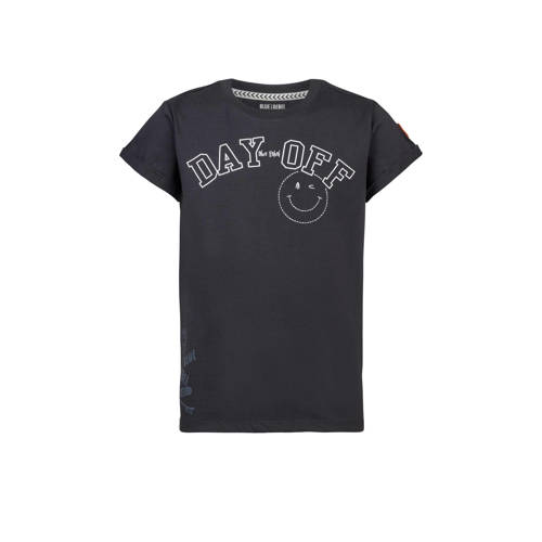 Blue Rebel T-shirt met tekst zwart/wit Meisjes Katoen Ronde hals Tekst