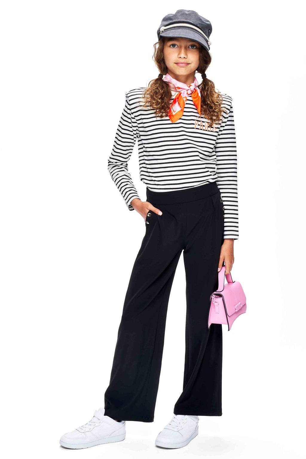 Zwarte meisjes Retour Denim loose fit broek Olga van polyester met elastische tailleband