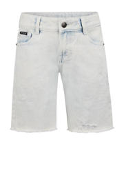 thumbnail: Light blue denim jongens Retour Jeans short Quinn van denim met rits- en knoopsluiting en effen