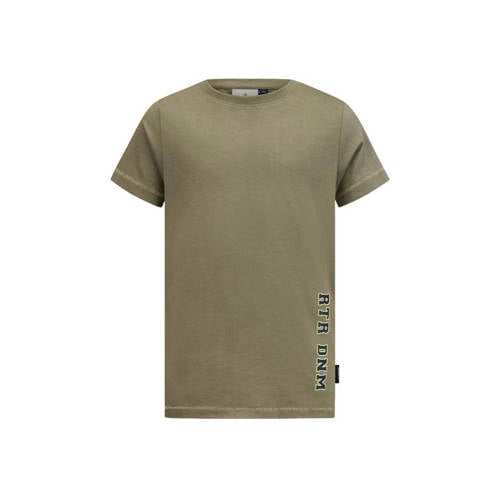 Retour Jeans T-shirt Italo met backprint licht armygroen Jongens Katoen Ronde hals