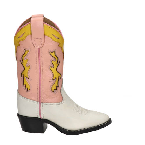 Bootstock Candy leren cowboylaarzen wit/roze Meisjes Leer Meerkleurig