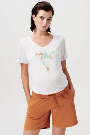 zwangerschapsshirt Henderson met printopdruk wit
