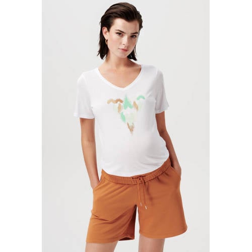 Supermom zwangerschapsshirt Henderson met printopdruk wit T-shirt Dames Katoen V-hals