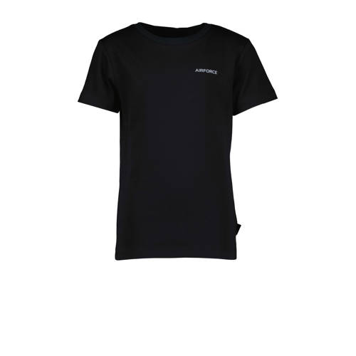 Airforce T-shirt met logo zwart Jongens Biologisch katoen Ronde hals Logo