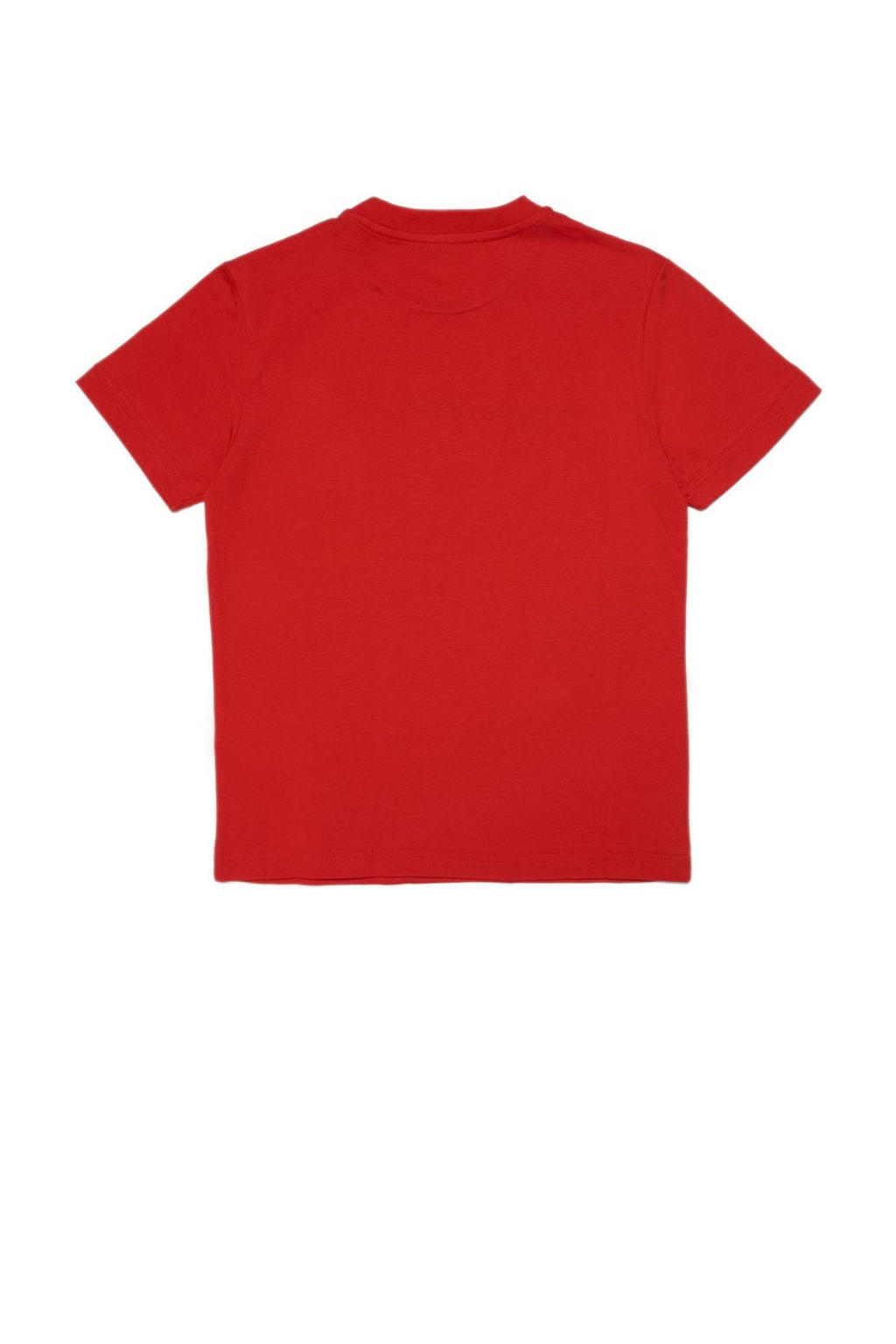 Rode jongens Diesel T-shirt van katoen met logo dessin, korte mouwen en ronde hals