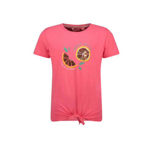 TYGO & vito T-shirt met all over print felroze Meisjes Stretchkatoen Ronde hals