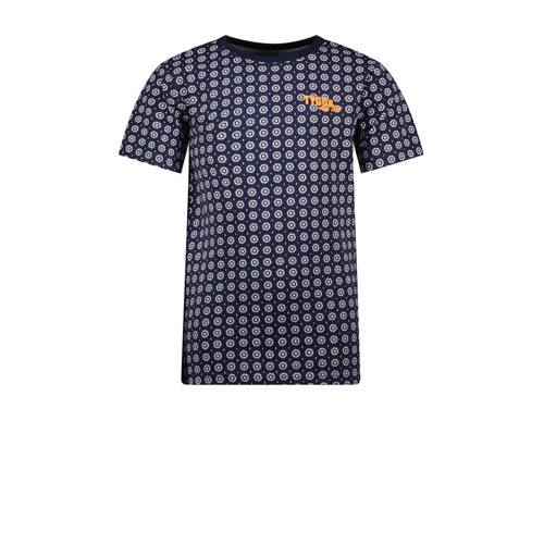TYGO & vito T-shirt met all over print donkerblauw Jongens Stretchkatoen Ronde hals