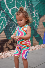 thumbnail: The New Chapter slim fit short met katoen ecru/roze/groen/blauw