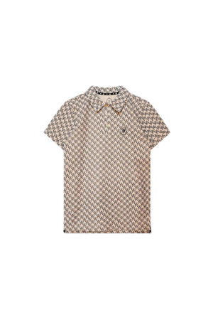 polo met all over print beige
