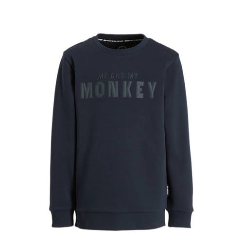 Me & My Monkey sweater Micha met logo blauw Logo