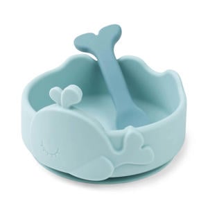 Stick & Stay kom en lepel Wally - Blauw