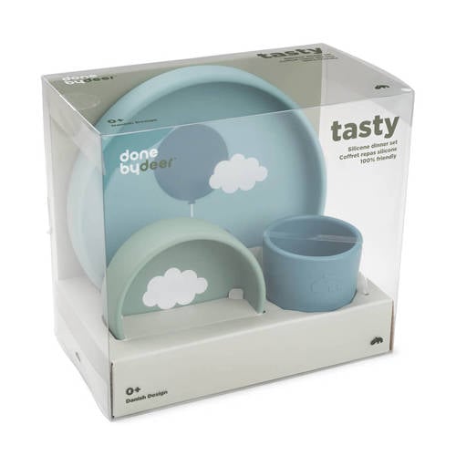 Done by Deer siliconen dinerset Happy Clouds Serviesset Blauw