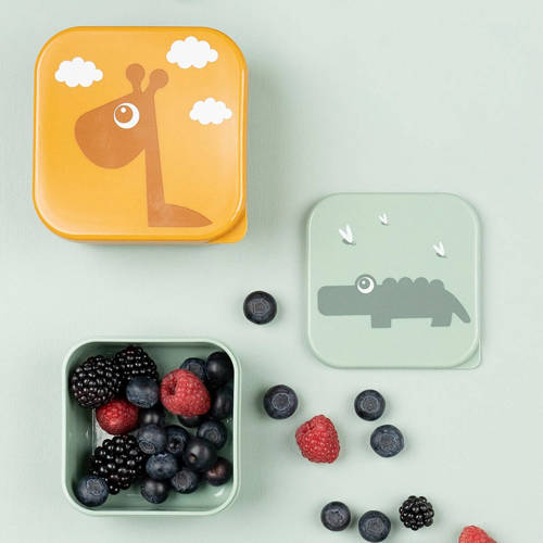 Done by Deer snack box Deer Friends (set van 3) Broodtrommel Blauw