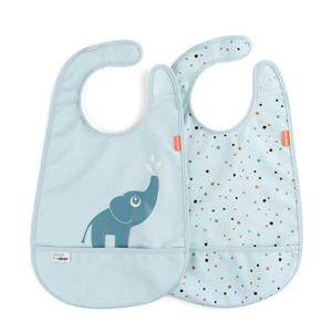 Waterdichte slabbetjes met klittenband Elphee (set van 2) - Blauw