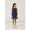 NAME IT KIDS semi-transparante jurk NKFVABOSS met all over print donkerblauw