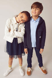 thumbnail: NAME IT KIDS semi-transparante jurk NKFVABOSS met all over print donkerblauw