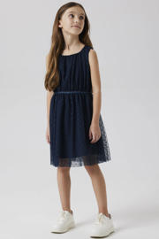 thumbnail: NAME IT KIDS semi-transparante jurk NKFVABOSS met all over print donkerblauw