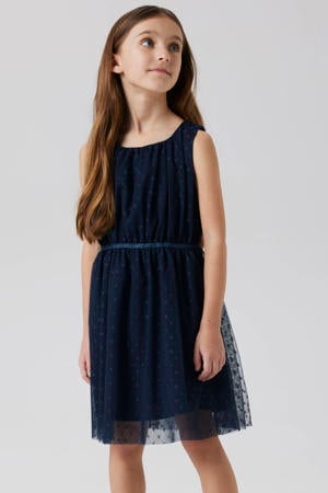 semi-transparante jurk NKFVABOSS met all over print donkerblauw