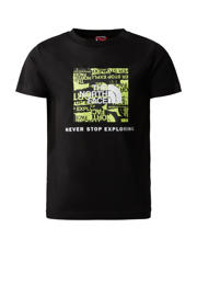 thumbnail: Zwart, wit en groene jongens The North Face T-shirt Redbox van katoen met logo dessin, korte mouwen en ronde hals