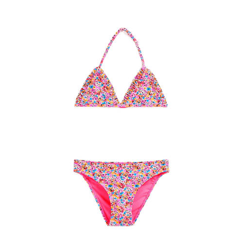 WE Fashion triangel bikini met ruches roze Meisjes Gerecycled polyamide (duurzaam) - 122/128