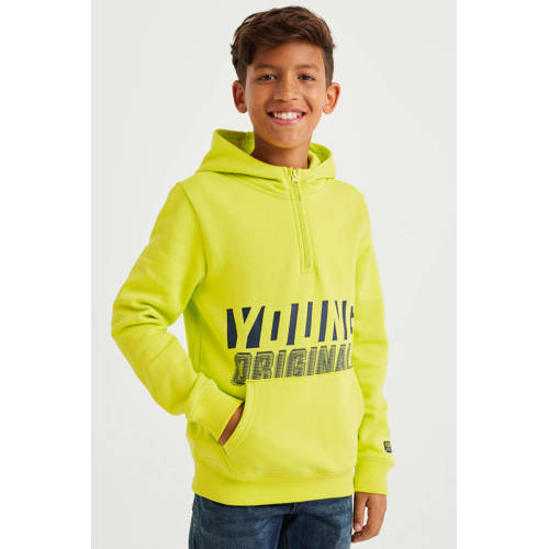 WE Fashion hoodie met tekst geel Sweater Tekst 