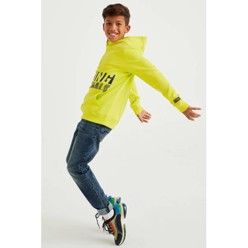 WE Fashion hoodie met tekst geel Sweater Tekst 92
