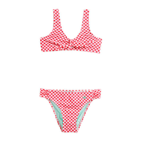 WE Fashion crop bikini roze/wit Meisjes Gerecycled polyamide (duurzaam) - 110/116