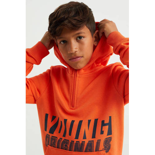 WE Fashion hoodie met tekst oranje Sweater Tekst 92
