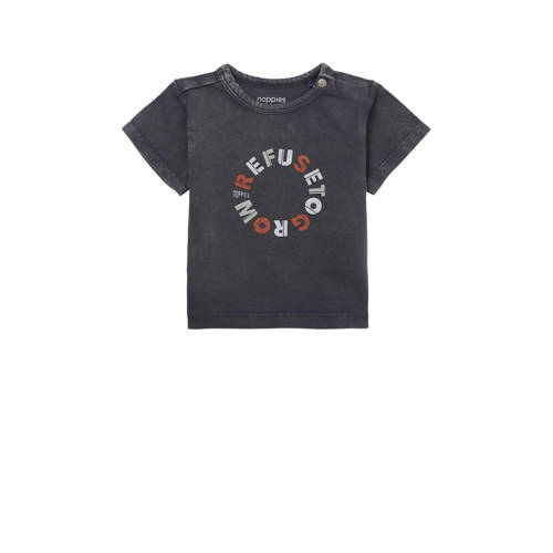 Noppies baby T-shirt Minonk met tekst grijs Jongens Stretchkatoen Ronde hals