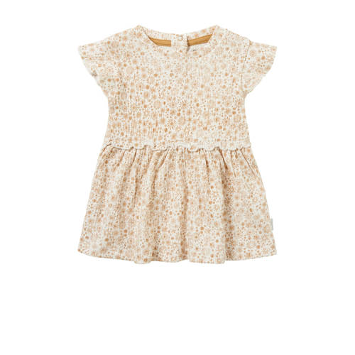 Noppies baby jurk Neoga met all over print lichtbruin/wit Meisjes Stretchkatoen (duurzaam) Ronde hals - 50