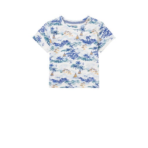 Noppies baby T-shirt Moorhead van biologisch katoen blauw All over print