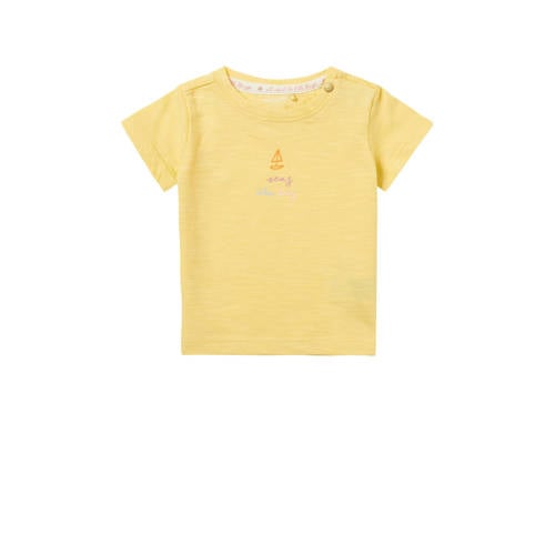 Noppies baby T-shirt Nanuet van biologisch katoen geel Tekst
