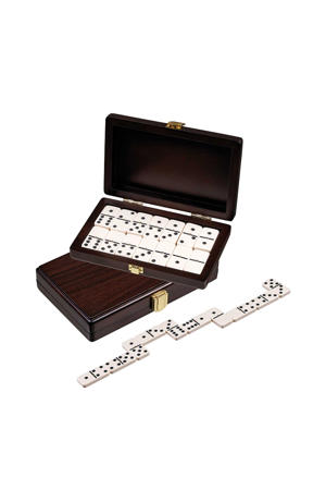 Domino dubbel 6 walnoten box 20x12,5cm