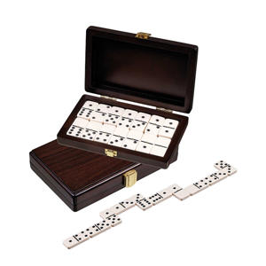 Domino dubbel 6 walnoten box 20x12,5cm