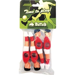 Tafelvoetbalpoppen 13 mm 4 stuks (rood/wit)
