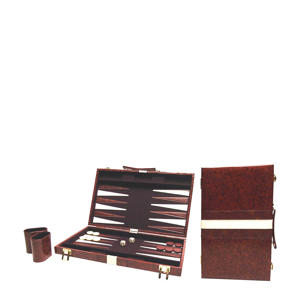 Backgammon bruin 38 x 48 cm Buffalo backgammon Piping bruin 46 x 28 cm