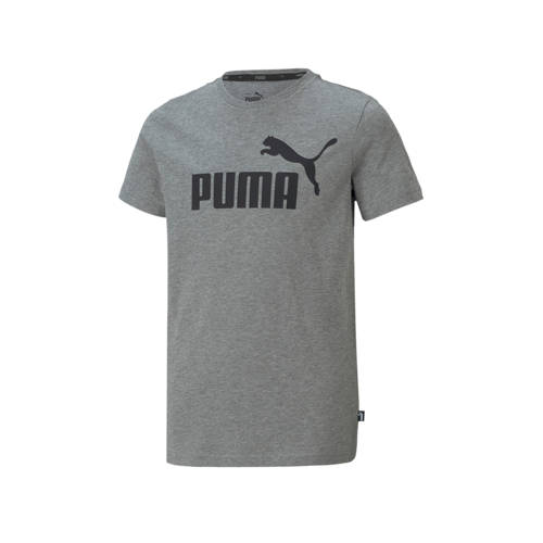 Puma T-shirt grijs/zwart Jongens Katoen Ronde hals Logo