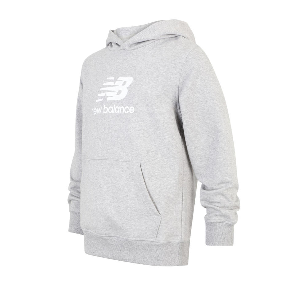 Grijze jongens en meisjes New Balance hoodie French Terry van sweat materiaal met logo dessin, lange mouwen en capuchon