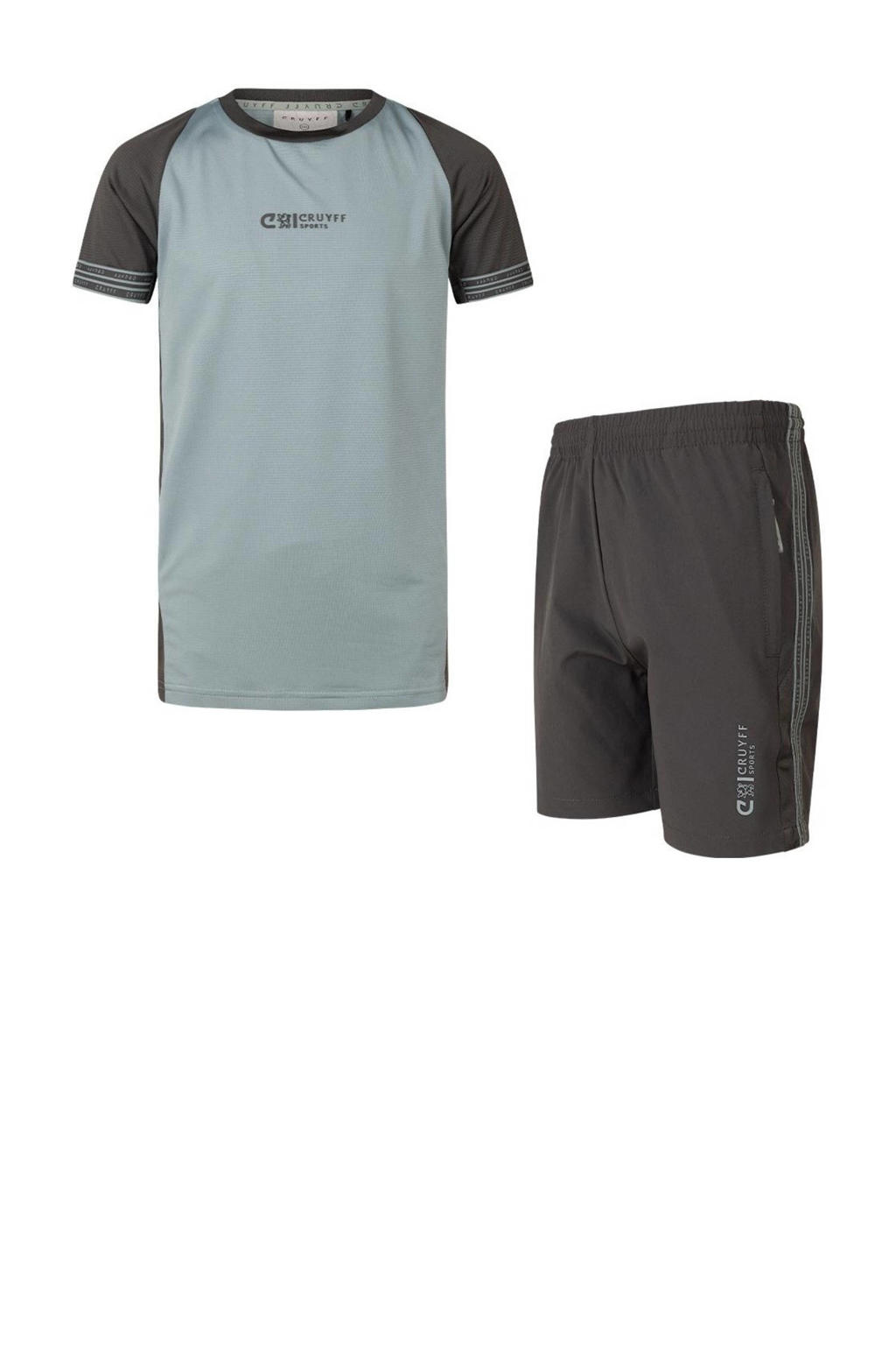 Cruyff T-shirt + short Hoof blauw/grijs