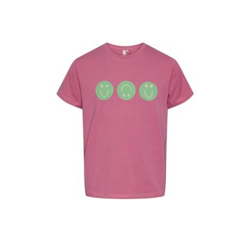 PIECES KIDS T-shirt PKFIBBI met printopdruk roze Meisjes Stretchkatoen Ronde hals