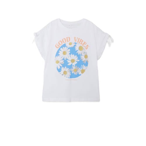 NAME IT KIDS T-shirt NKFFATIME met printopdruk wit Meisjes Katoen Ronde hals