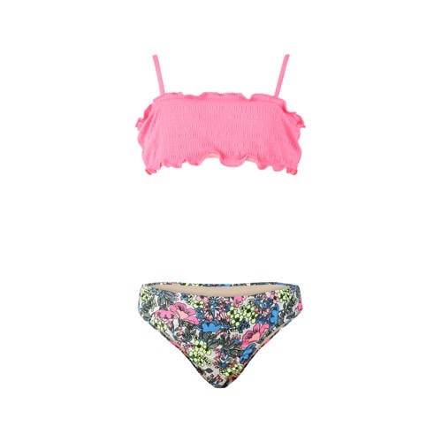 Brunotti crop bikini Nolly met smock roze/multi Meisjes Polyester All over print