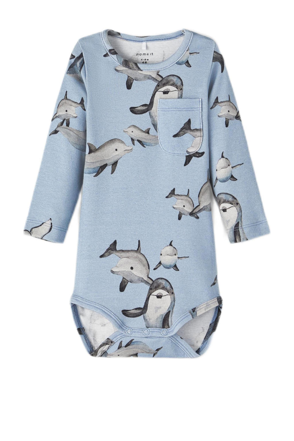 NAME IT BABY romper NBMFAST met all over print blauw